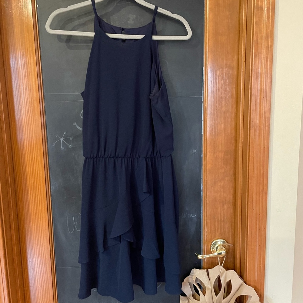 Elegant Navy Blue Sleeveless Dress